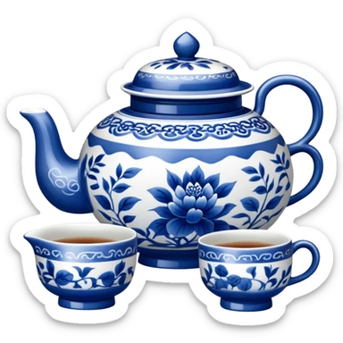 blue chinese tea ceremony sticker
