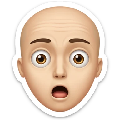 Shocked with eyes wide open and eyebrows up but with the mouth closed sticker