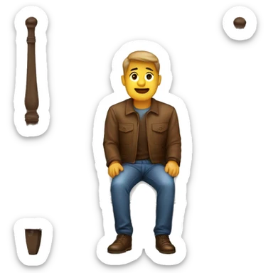 a man sitting on the bed with brown hydrolic liquid on the bed sticker