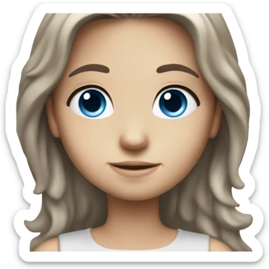 Caucasian brunette angel with long hair, dimples, big blue eyes, halo and wings sticker