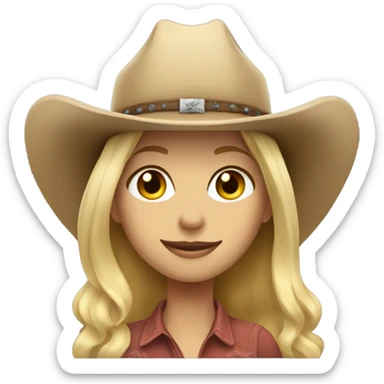 Tall blonde girl wearing a cowboy hat sticker