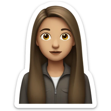 young girl with long brown hair and a straight parting sticker