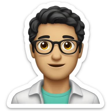 cute italian guy with black hair and glasses sticker