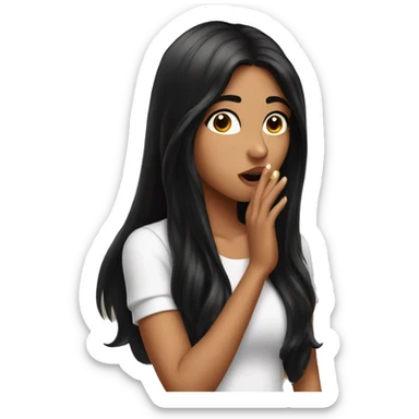 Beautiful girl with long black hair blowing kisses sticker