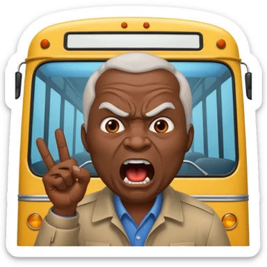 african uncle telling somone to get off the bus let him be angry. sticker