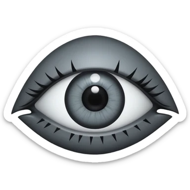 Minimal emoji, gothic futuristic eye, cold grey sclera, pupil replaced by a solid black number 8, occult cyber aesthetic, sharp clean lines, flat emoji design, centered, transparent background sticker