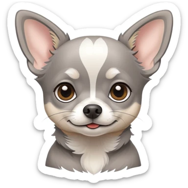 Grey Chihuahua with white stripe on head  sticker