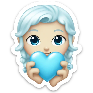 Baby blue heart with white bow sticker
