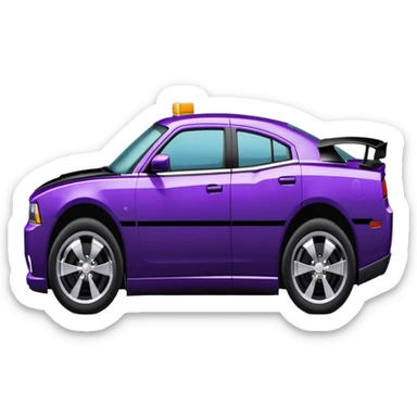 Side view of a dark purple Chevy charger with black stripes across the top  sticker