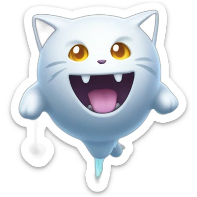 spooky cartoon ghost kitty like pokemon floating in the air sticker
