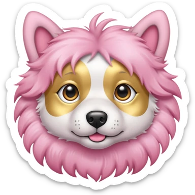 A pink dog with grey eyes and an gold accessories  sticker