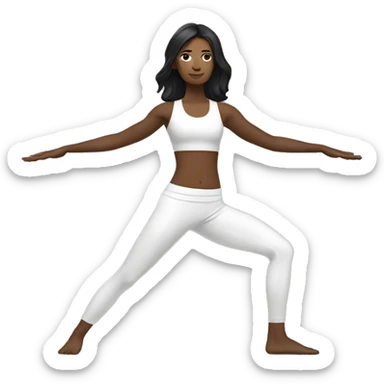 White woman with black hair doing warrior one yoga pose sticker