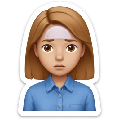 girl in a blue button-up shirt looking disbeleiving sticker
