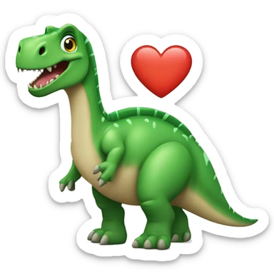 Un dinosaure avec un coeur vert dans les pattes sticker