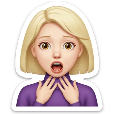 girl with two hands on her neck choking with mouth open and eyes crazy sticker