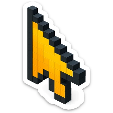 voxel style computer cursor, 3D blocky look sticker