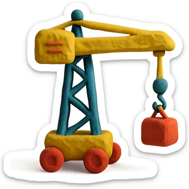 claymation style grue de construction sticker