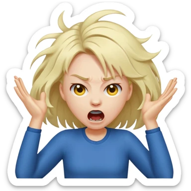 Girl ripping hair out yelling sticker