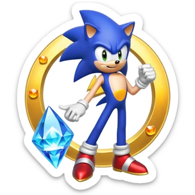 I want Sonic the hedgehog with chaos emeralds with the aura transformation ssj sticker