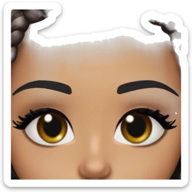 Alexa Demie euphoria sho: warm brown eyes, bold black sharp eyeliner, sparkly rhinestones on eyes, dark arched brows, full nude-berry lips, light skin, high cheekbones, sleek dark brown long straight hair in ponytail.

 sticker