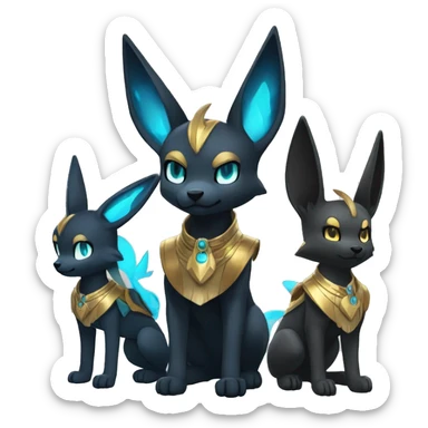 Shiny Chibi Anubis-Umbreon-Lucario-Fakémon full body sticker