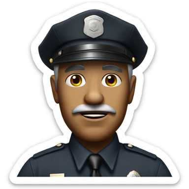 Photorealistic old American policeman shoked sticker