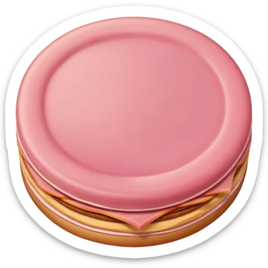plain round bologna slice, pink sticker