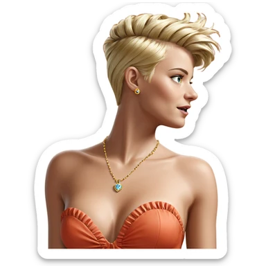 blonde girl with jewelry sticker