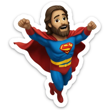 Jesus soaring in superman costume sticker