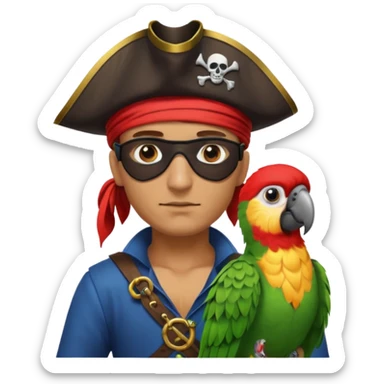 pirate with eye patch and parrot sticker