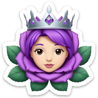 Purple rose with silver tiara and a purple emblem leaf wreath sticker