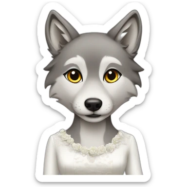 Wolf in bridal dress sticker