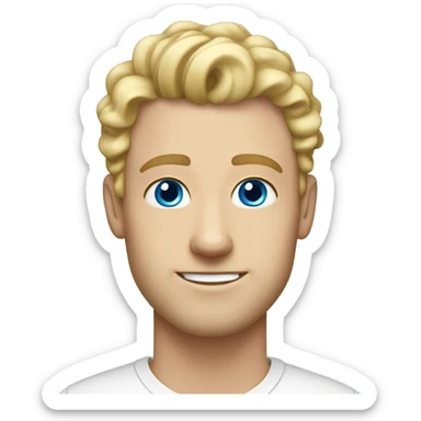 3/4 profile light curl blonde 30yo man blue eyed pale skin sticker