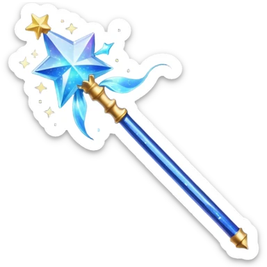 a dark blue magic wand with a bit of magic dust around the head if it. artistic
 sticker