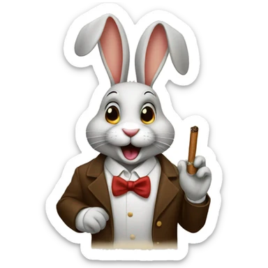 Rabit with cigar sticker