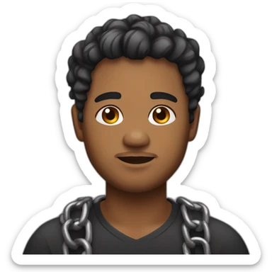 a man with Brown skin, chubby face and gradient cut hair with a chain around his neck sticker