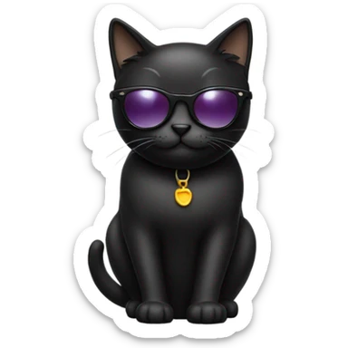 Black cat wearing sunglasses sticker