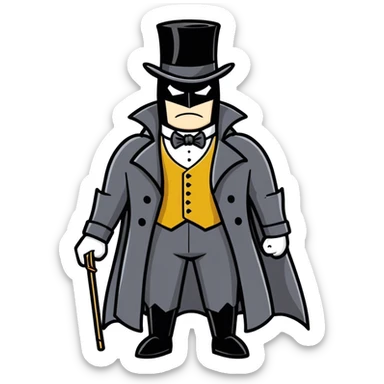 Batman wearing Victorian era clothes with top hat and coat sticker