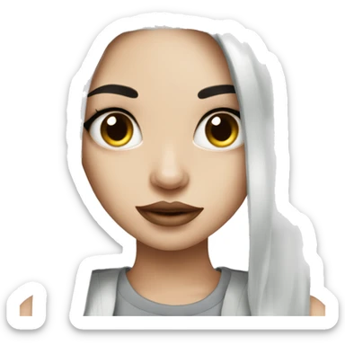 Beautiful girl with white skin, long black hair and tattoos sticker