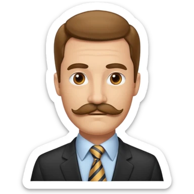 long mustached man with tie sticker