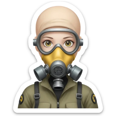 cyberpunk gasmask girl programmer bald sticker