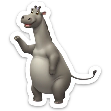 hippopotame qui danse un slow avec une girafe sticker