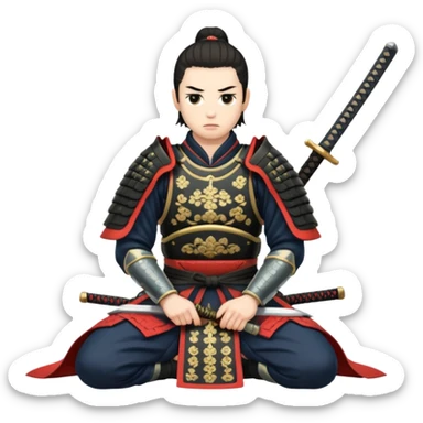 seppuku, kneeling samurai sticker