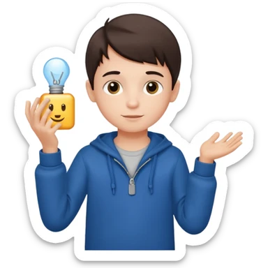 3D imoji of  The little boy who is a magic designer, he is a graphic designer, he should not be holding anything sticker
