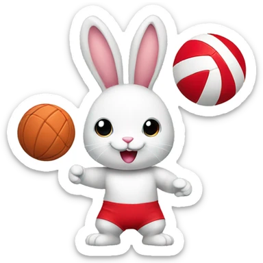 Bunny with a red volleyball sticker