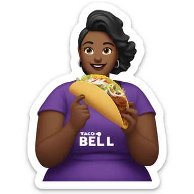 fat woman eating taco bell sticker