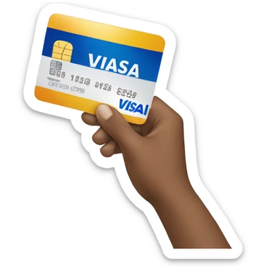 white hand with credit card from visa sticker