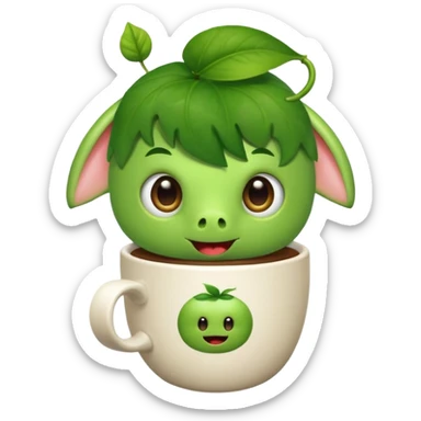 Cut the Rope's Om Nom cute from  in barista's suite with a cup of cofee sticker