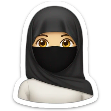 A girl wearing the Niqab and the flag of Sudan sticker