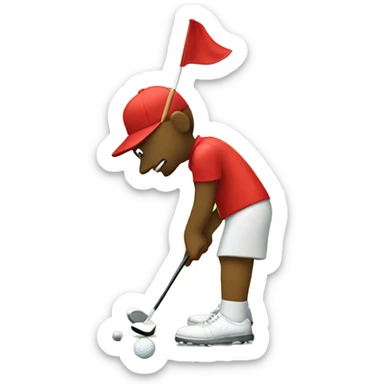 Mini golfers doogle red playing  sticker